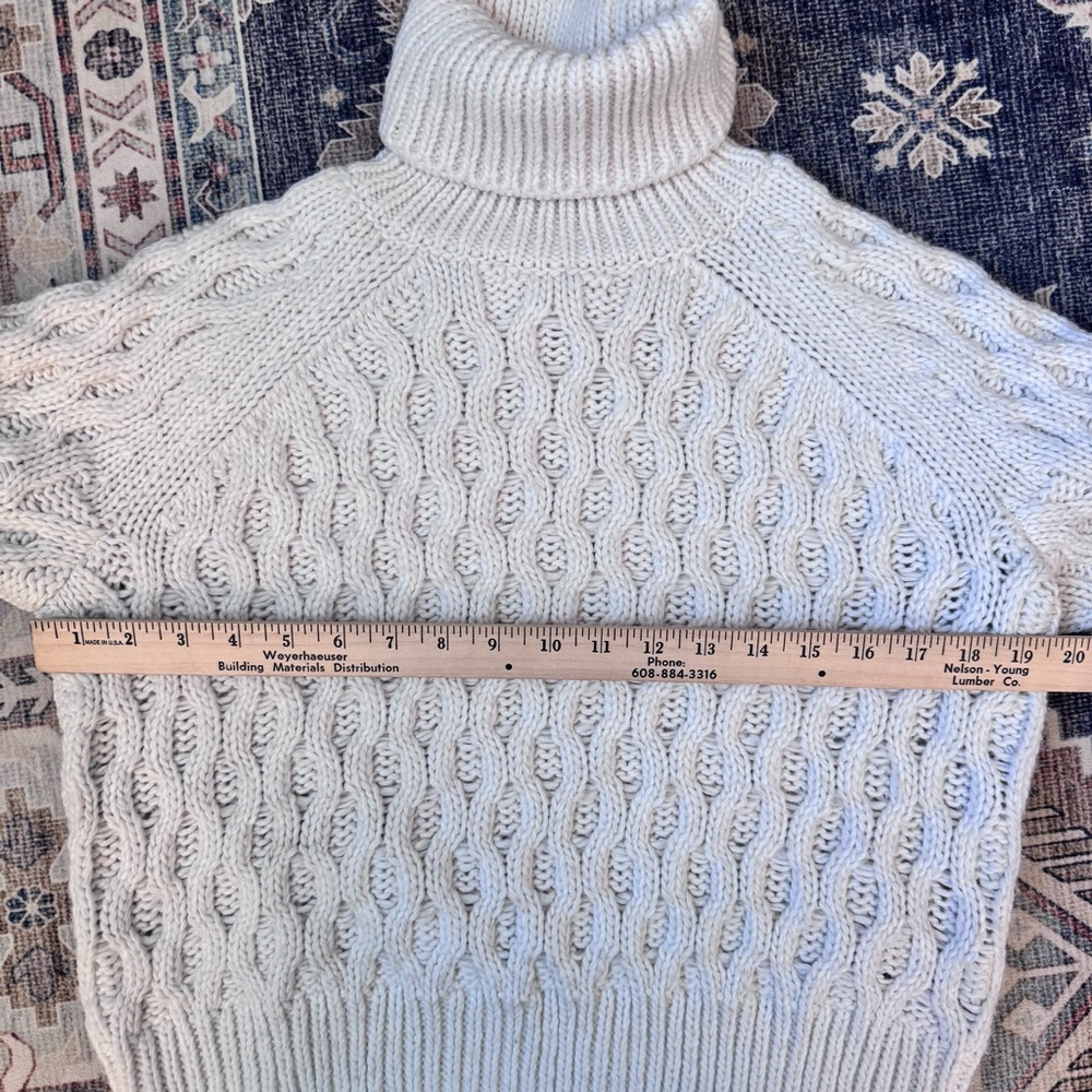 H&M Cable Knit Chunky Cropped Turtleneck Sweater Cream Women’s Size Small - Picture 11 of 13
